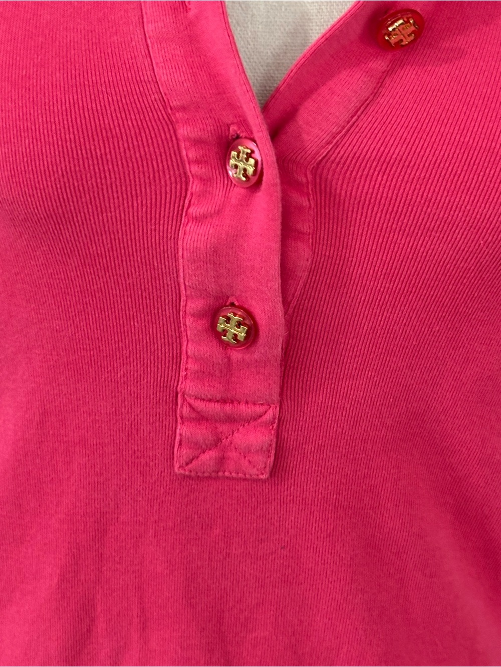 Tory Burch Hot Pink Long-Sleeve Polo Top - Picture 5 of 12